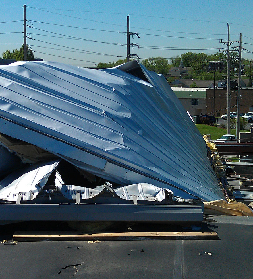 part of the roof lifted in hurricane
