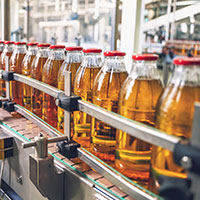 bottles on the conveyor 