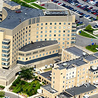 Rooftop projections on a hospital roof