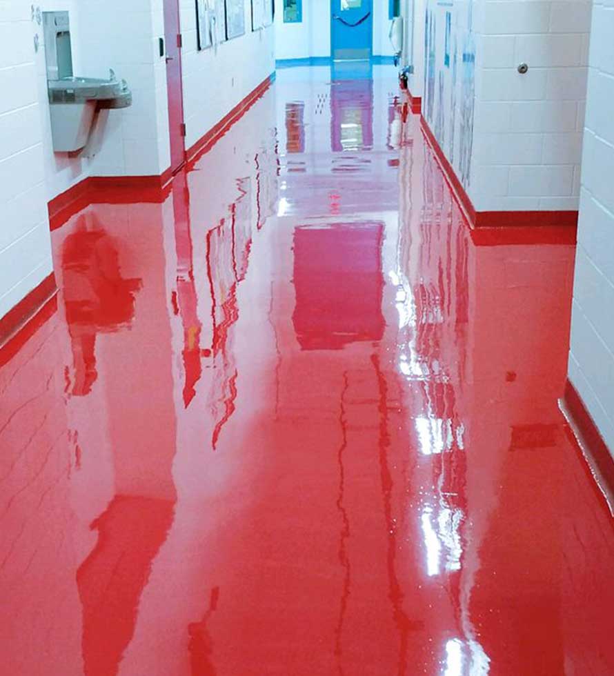 floor coating in  a school
