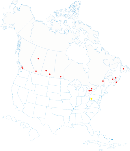 map of CentiMark locations in Canada 